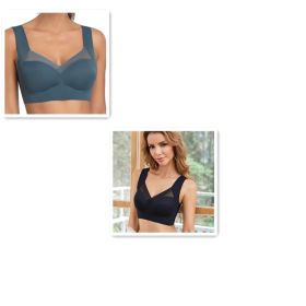 Receiving Breast Bra Without Steel Ring Ladies Vest Underwear (Option: Dark green and black-XL-1PC)