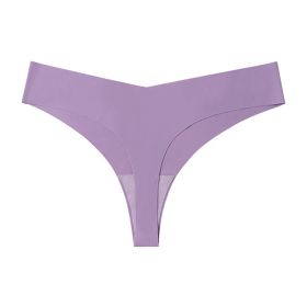 Low Waist Ice Silk Nude Feel Seamless Purified Cotton Crotch T-back (Option: Purple-S)