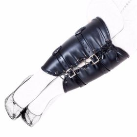 Bondage Restraints Slave RolePlay Hands Wrists Arm Leg Binder Hood Mask PU Leather Tight Single Glove Adult Game Sex Toys (Color: Bundle thigh)